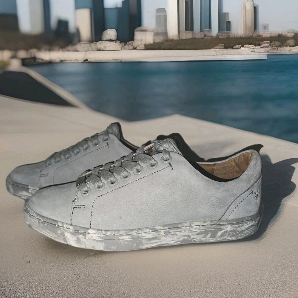 New! Frye Ivy Low Lace Leather Sneakers Gray Size 5.5m $148